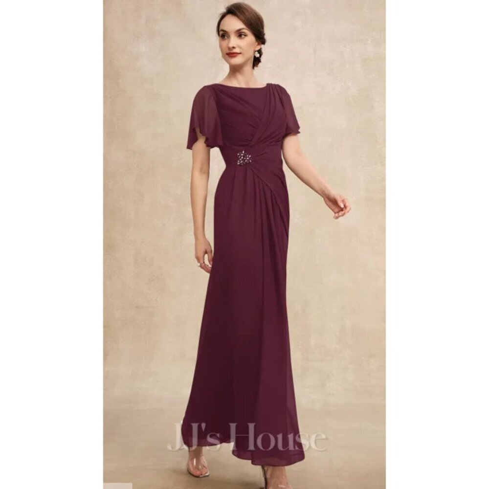 JJ's House Constanza Cabernet A-line Pleated Chiffon Dress, Size 26W
